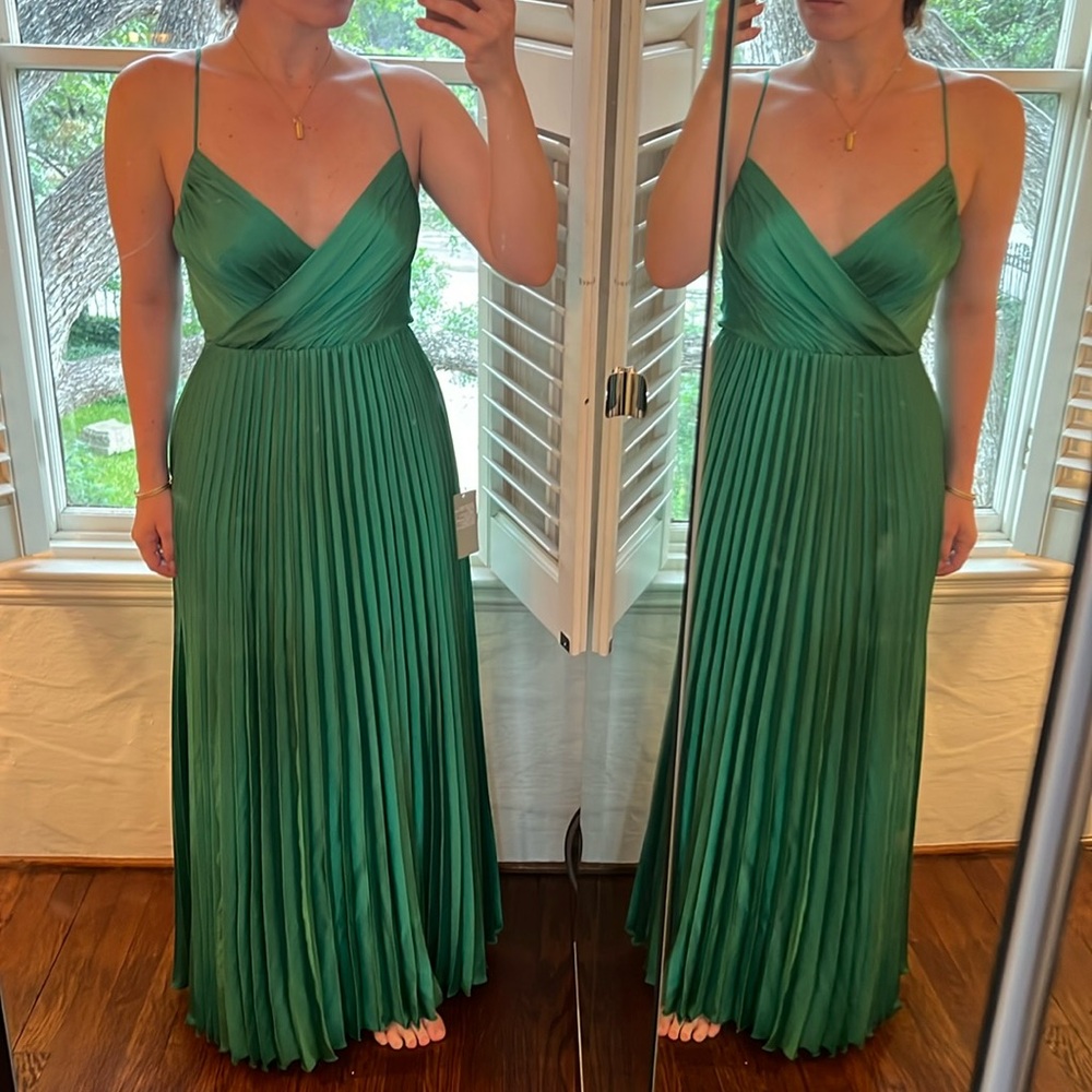 NWT Green Pleat Maxi Dress